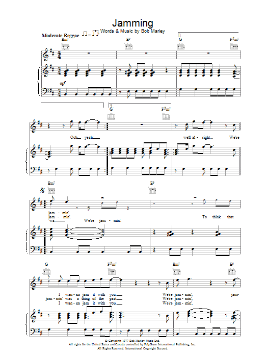 Download Bob Marley Jamming Sheet Music and learn how to play Drums Transcription PDF digital score in minutes