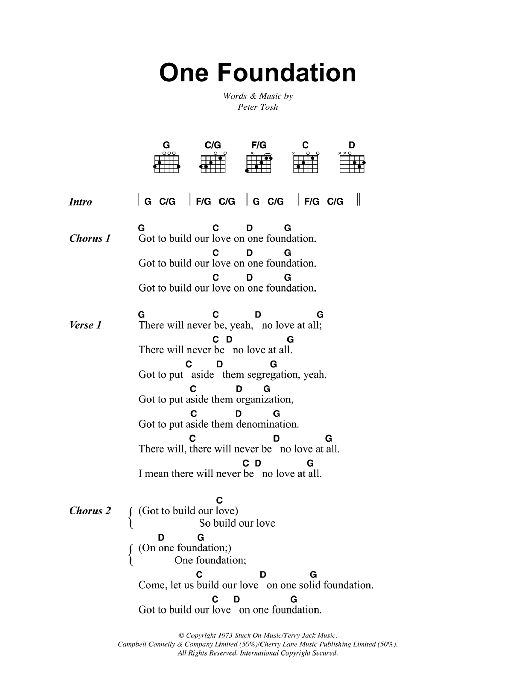 Download Bob Marley One Foundation Sheet Music and learn how to play Lyrics & Chords PDF digital score in minutes