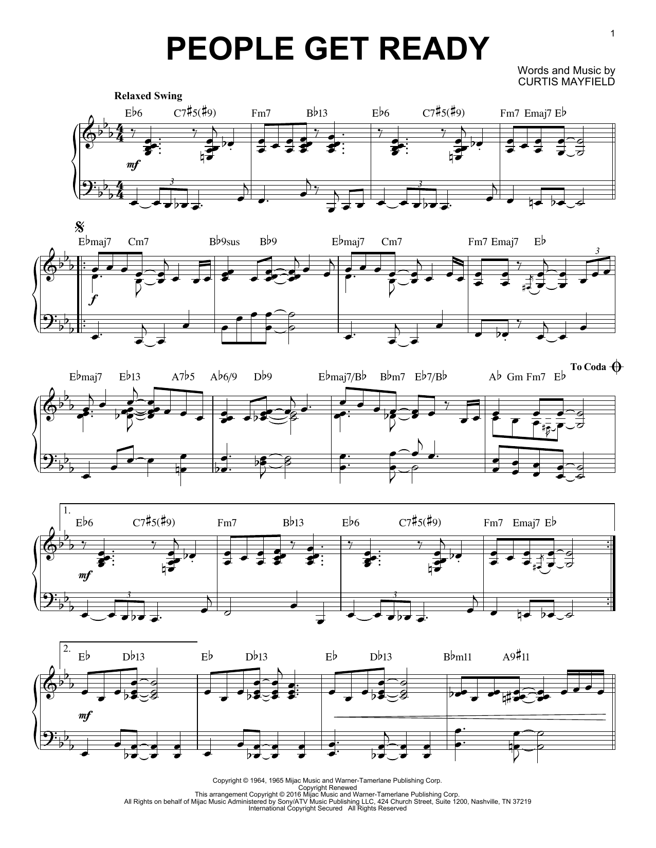 Download Bob Marley People Get Ready Sheet Music and learn how to play Piano PDF digital score in minutes