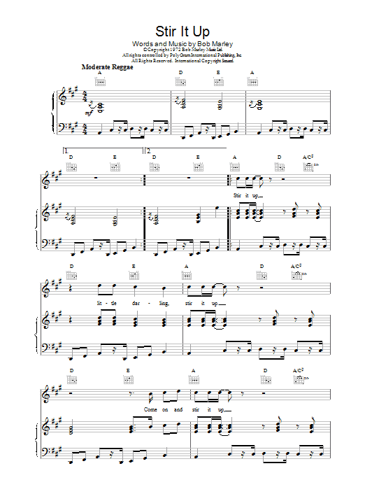Download Bob Marley Stir It Up Sheet Music and learn how to play Lyrics & Chords PDF digital score in minutes
