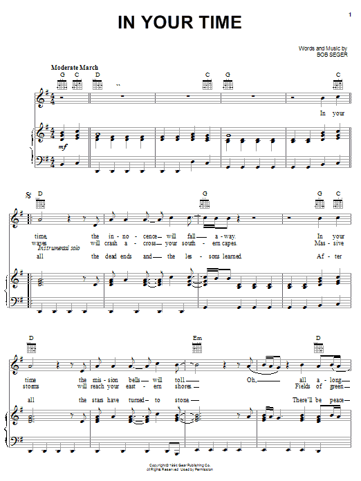 Download Bob Seger In Your Time Sheet Music and learn how to play Ukulele PDF digital score in minutes