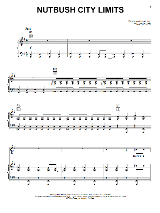 Download Bob Seger Nutbush City Limits Sheet Music and learn how to play Piano, Vocal & Guitar (Right-Hand Melody) PDF digital score in minutes