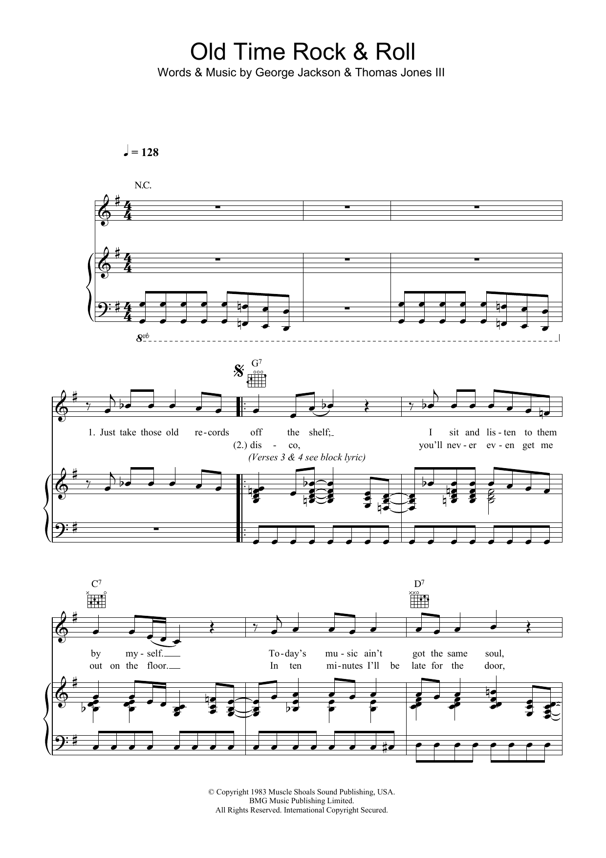 Download Bob Seger Old Time Rock And Roll Sheet Music and learn how to play Piano, Vocal & Guitar (Right-Hand Melody) PDF digital score in minutes