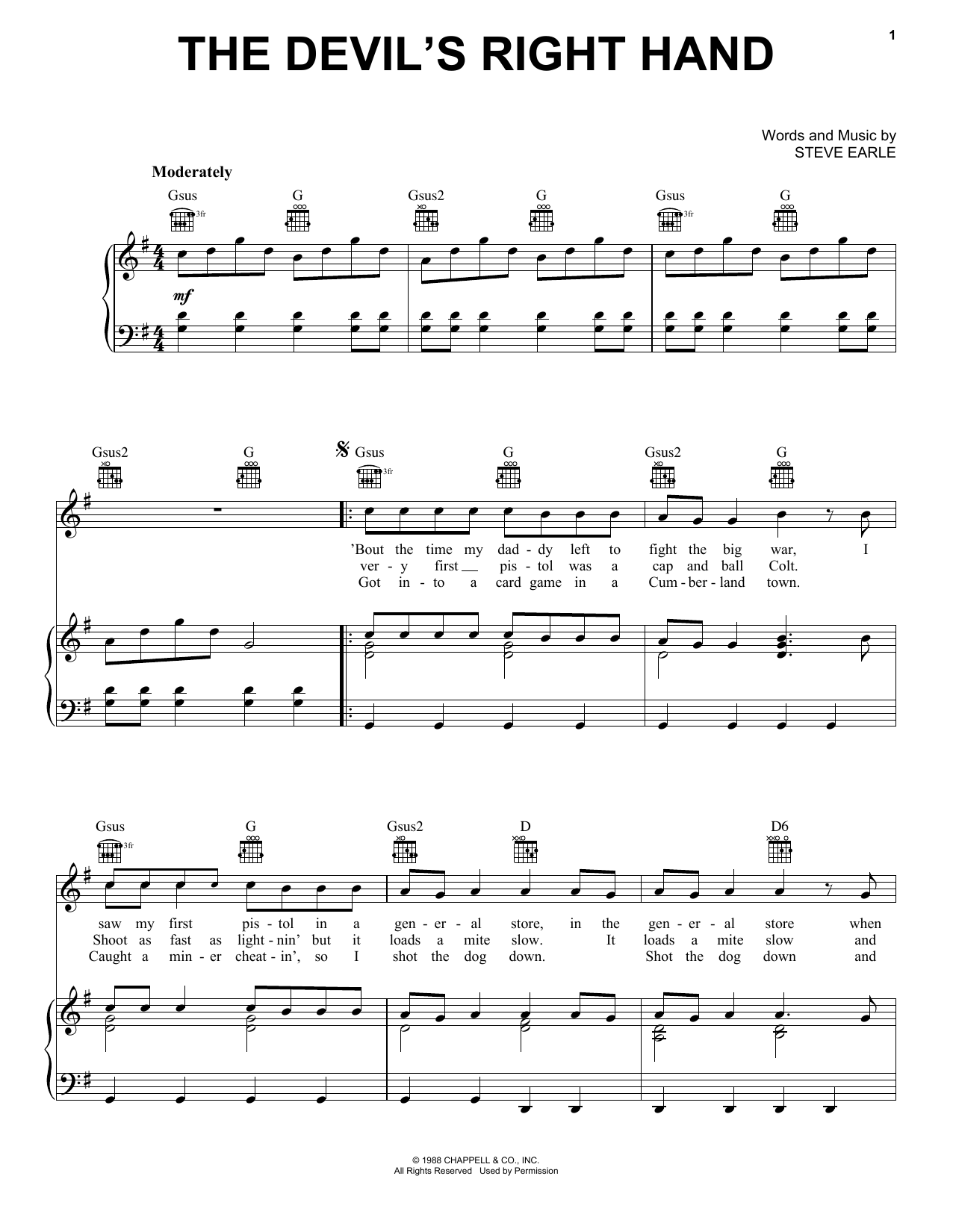 Download Bob Seger The Devil's Right Hand Sheet Music and learn how to play Piano, Vocal & Guitar (Right-Hand Melody) PDF digital score in minutes