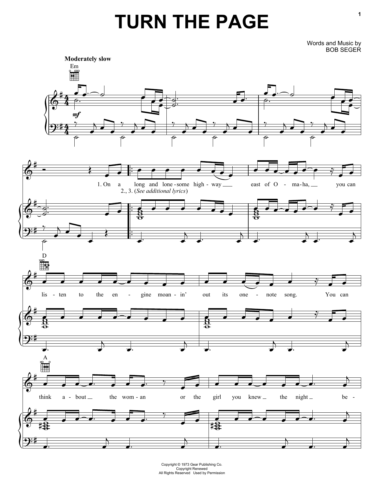 Download Bob Seger Turn The Page Sheet Music and learn how to play Ukulele PDF digital score in minutes
