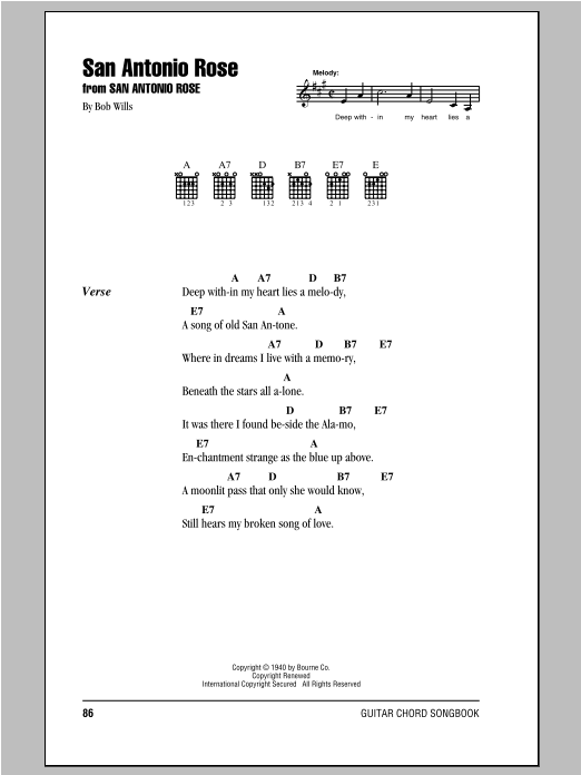 Download Bob Wills San Antonio Rose Sheet Music and learn how to play Very Easy Piano PDF digital score in minutes