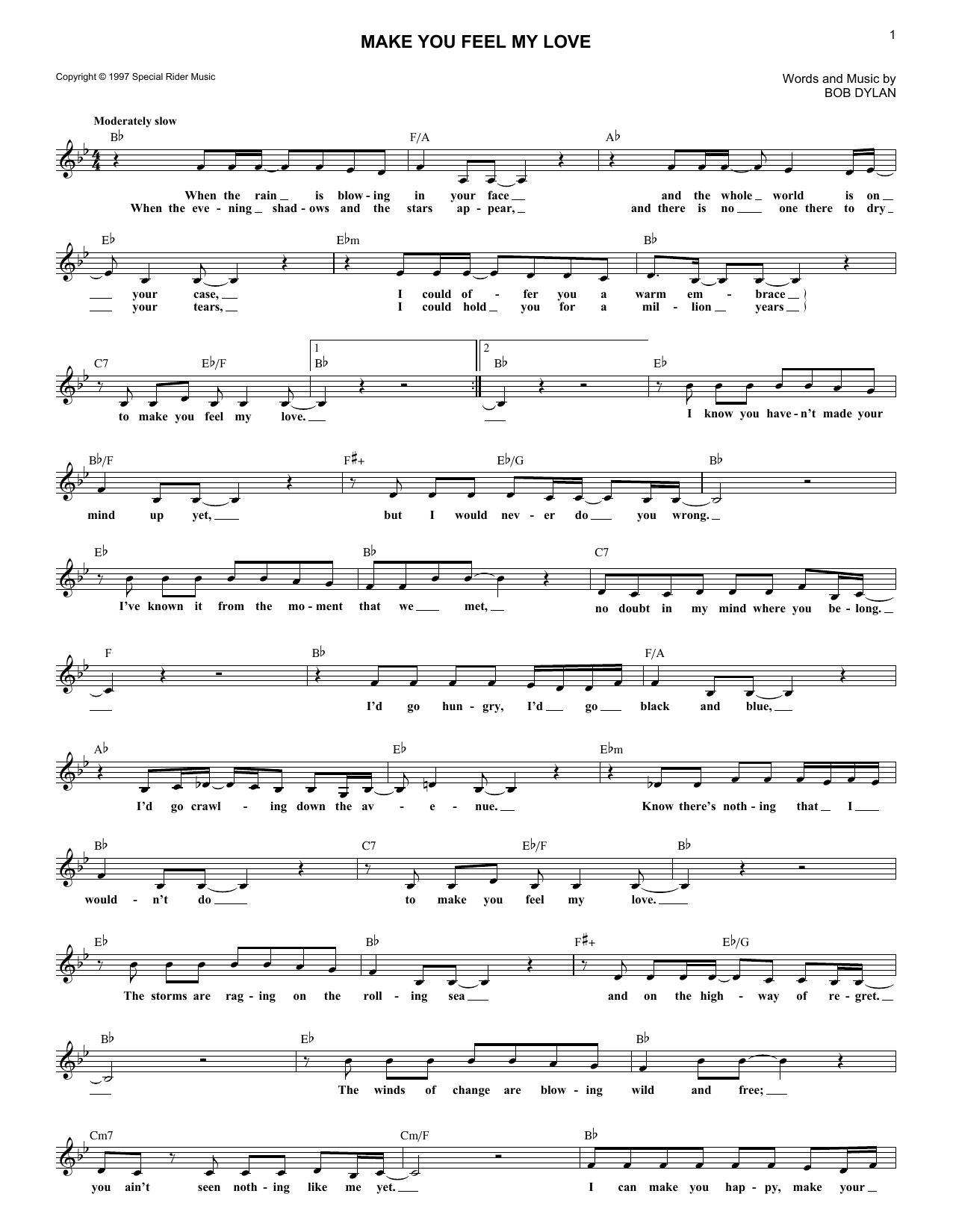 Download Bob Dylan Sheet Music and learn how to play Piano, Vocal & Guitar (Right-Hand Melody) PDF score in minutes