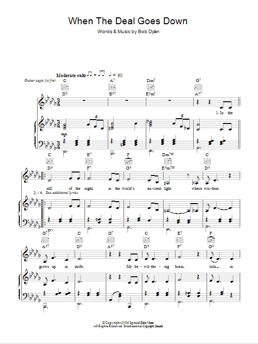 Bob Dylan When The Deal Goes Go Down Sheet Music Notes Download bob-dylan-when-the-deal-goes-go-down-sheet-music-notes-download