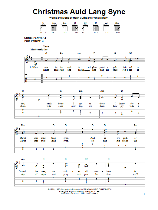 Download Mann Curtis Christmas Auld Lang Syne Sheet Music and learn how to play Melody Line, Lyrics & Chords PDF digital score in minutes