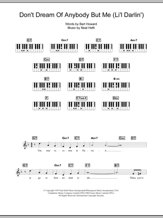 Download Bobby Darin Don't Dream Of Anybody But Me (Li'l Darlin') Sheet Music and learn how to play Keyboard PDF digital score in minutes