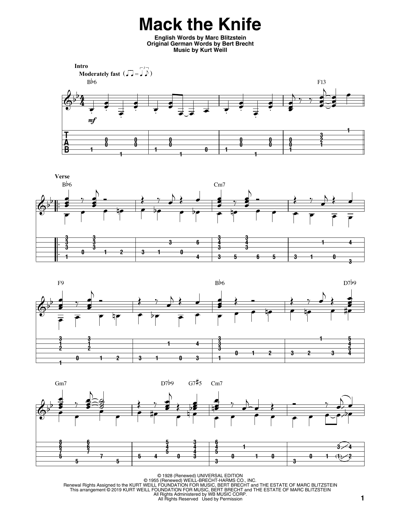 Download Bobby Darin Mack The Knife (arr. Bill LaFleur) Sheet Music and learn how to play Solo Guitar PDF digital score in minutes
