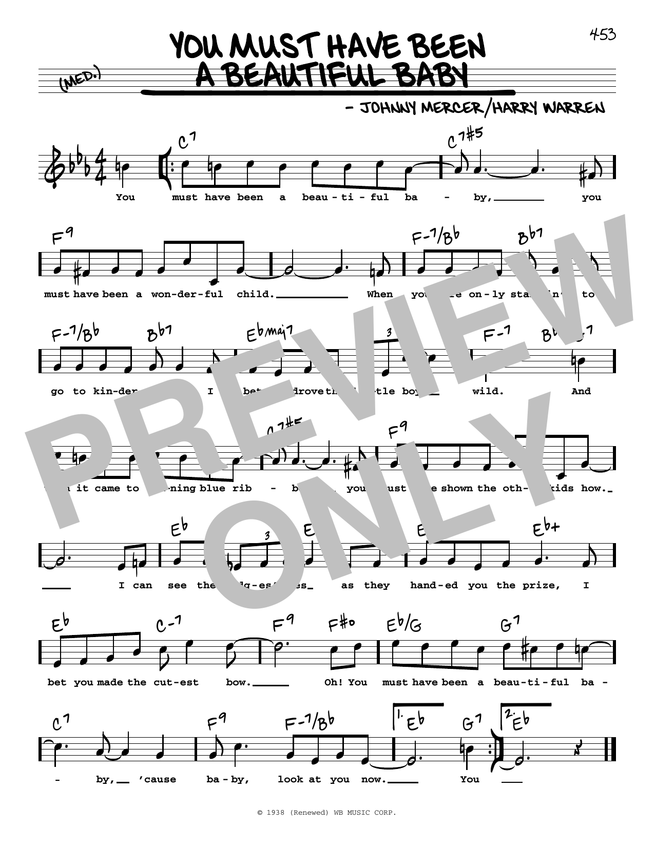 Download Bobby Darin You Must Have Been A Beautiful Baby (High Voice) Sheet Music and learn how to play Real Book – Melody, Lyrics & Chords PDF digital score in minutes