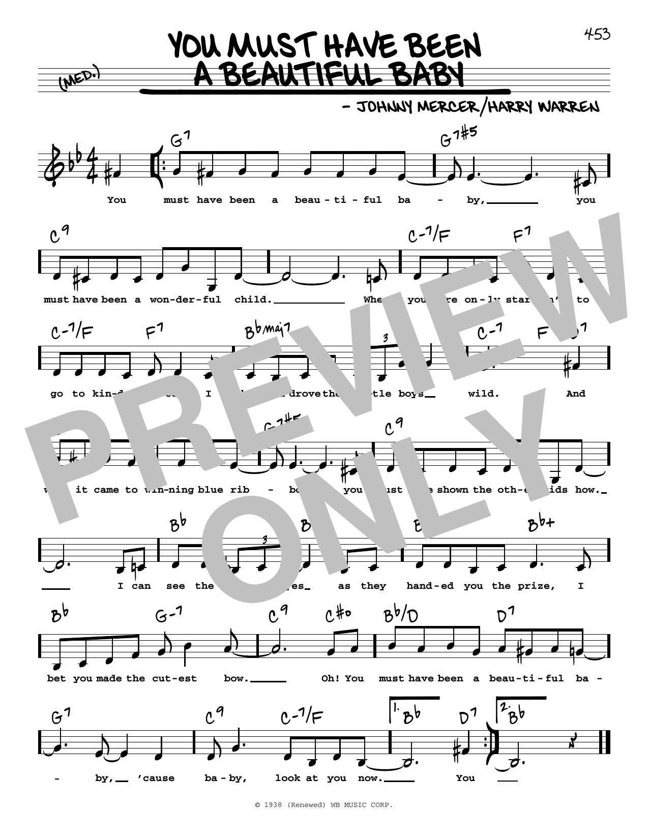 Download Bobby Darin You Must Have Been A Beautiful Baby (Low Voice) Sheet Music and learn how to play Real Book – Melody, Lyrics & Chords PDF digital score in minutes