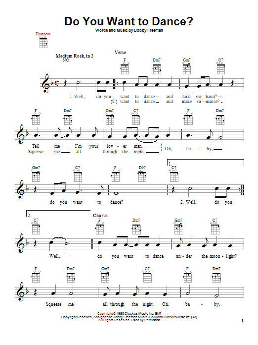 Download Bobby Freeman Do You Want To Dance? Sheet Music and learn how to play Ukulele PDF digital score in minutes