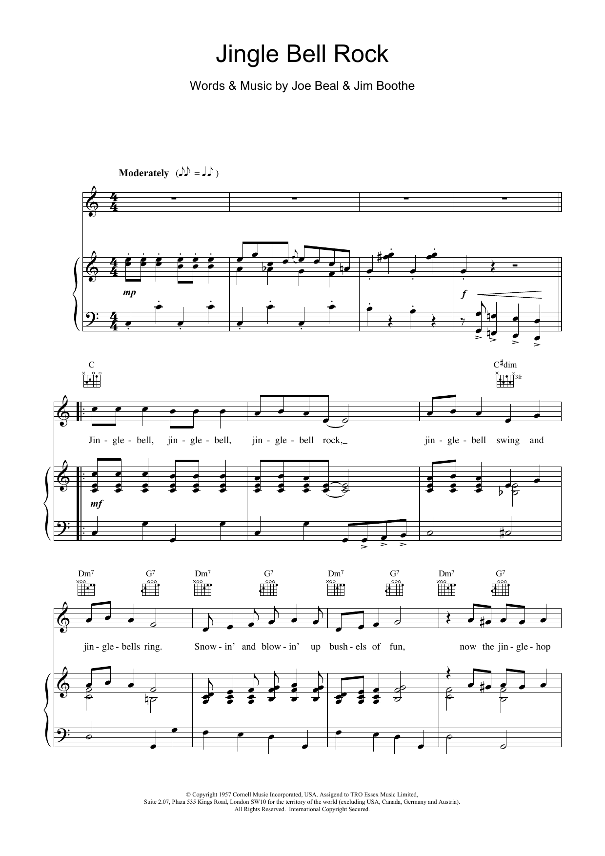 Download Bobby Helms Jingle-Bell Rock Sheet Music and learn how to play Piano, Vocal & Guitar (Right-Hand Melody) PDF digital score in minutes