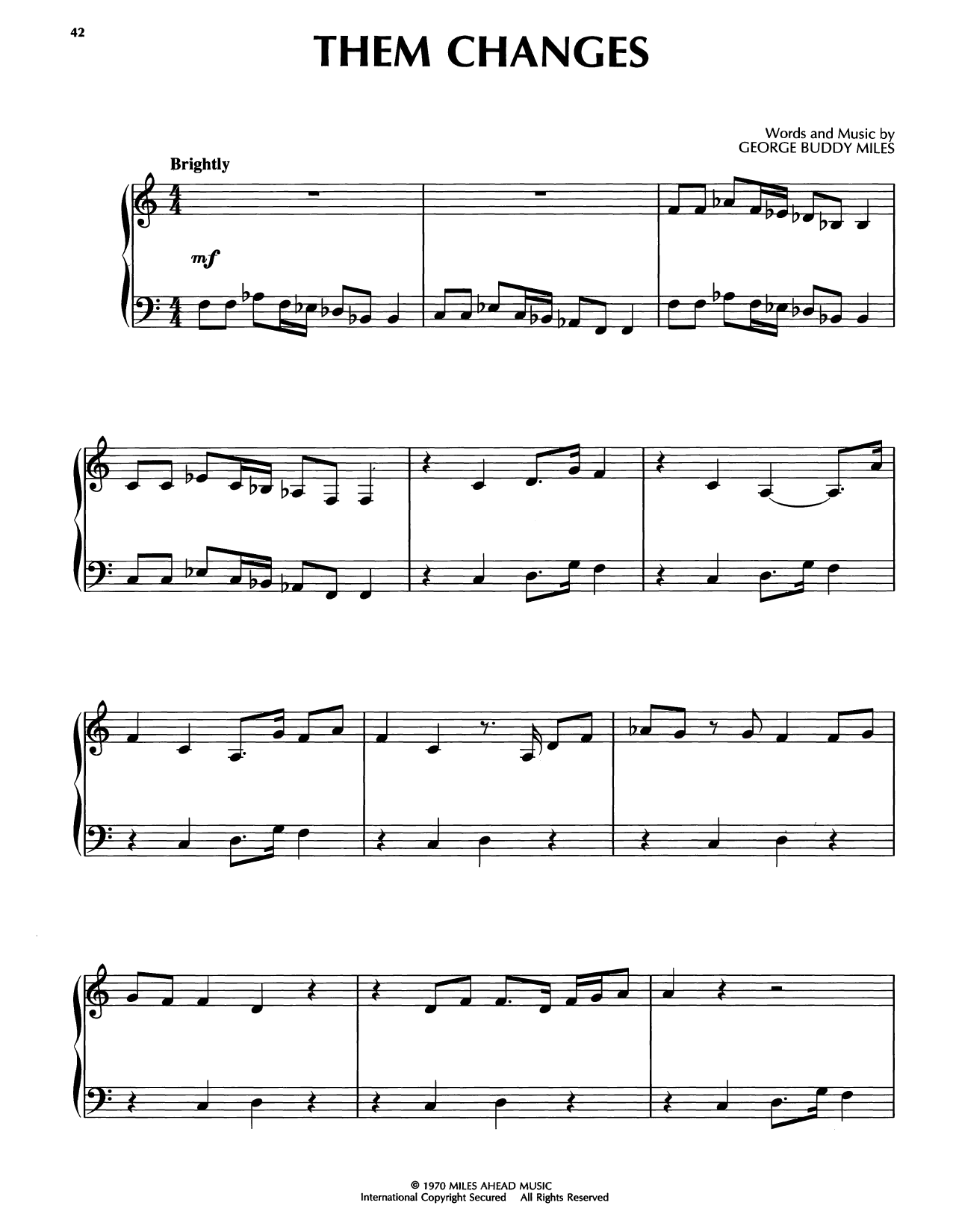 Download Bobby McFerrin Them Changes Sheet Music and learn how to play Piano Solo PDF digital score in minutes