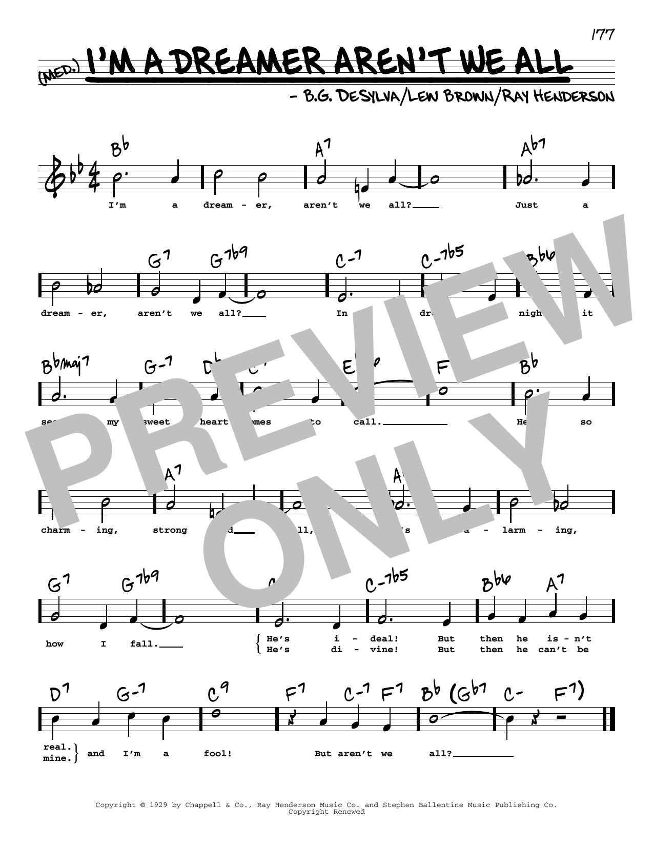 Download Bobby Sherwood I'm A Dreamer Aren't We All (High Voice) Sheet Music and learn how to play Real Book – Melody, Lyrics & Chords PDF digital score in minutes