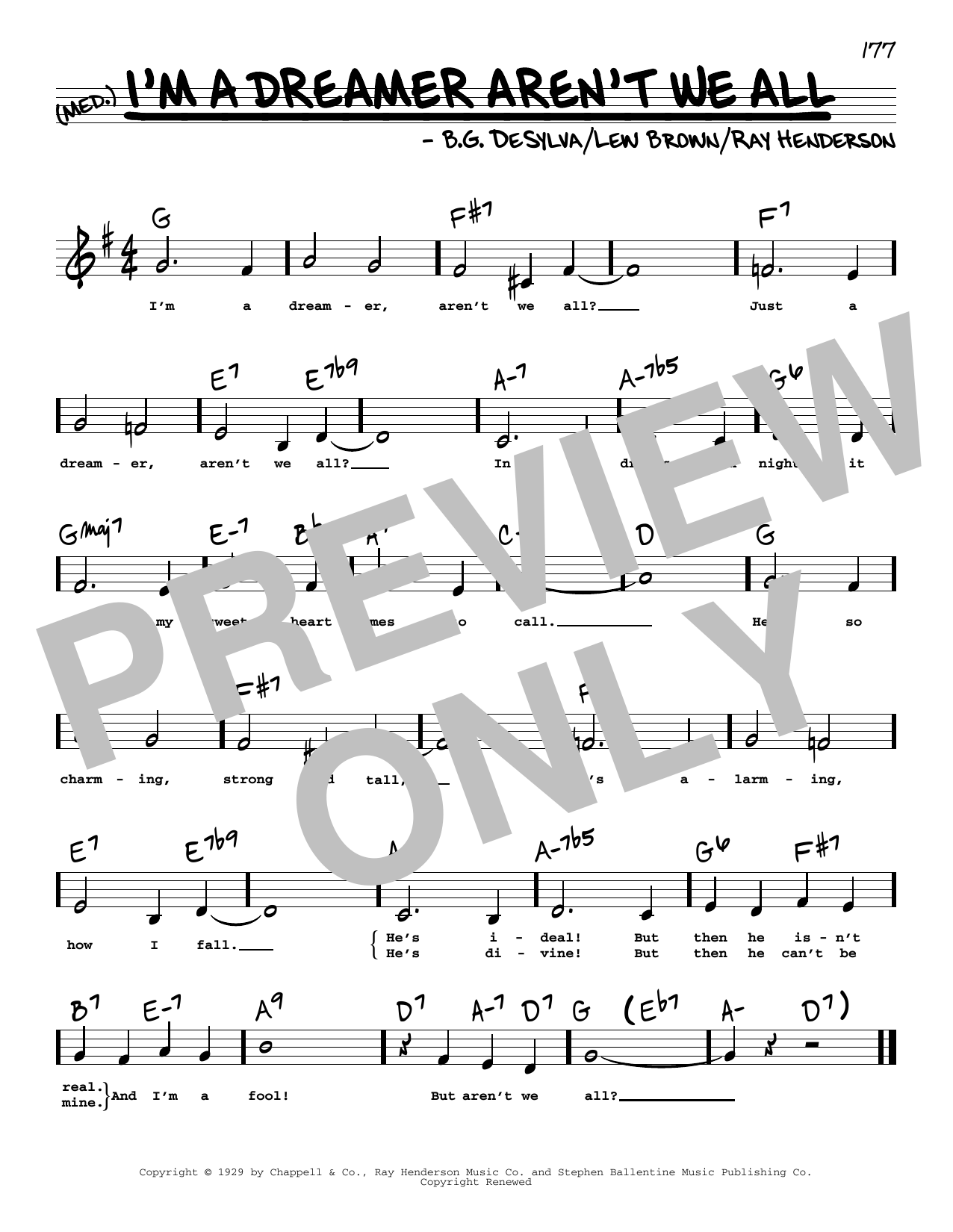 Download Bobby Sherwood I'm A Dreamer Aren't We All (Low Voice) Sheet Music and learn how to play Real Book – Melody, Lyrics & Chords PDF digital score in minutes