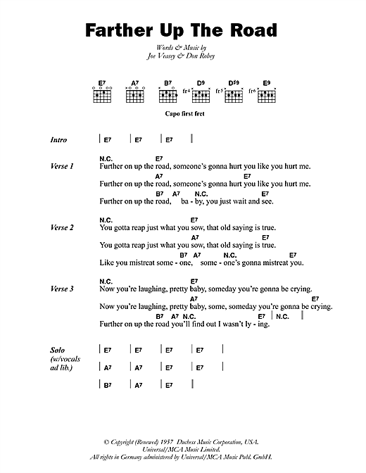 Download Bobby 'Blue' Bland Farther Up The Road Sheet Music and learn how to play Lyrics & Chords PDF digital score in minutes