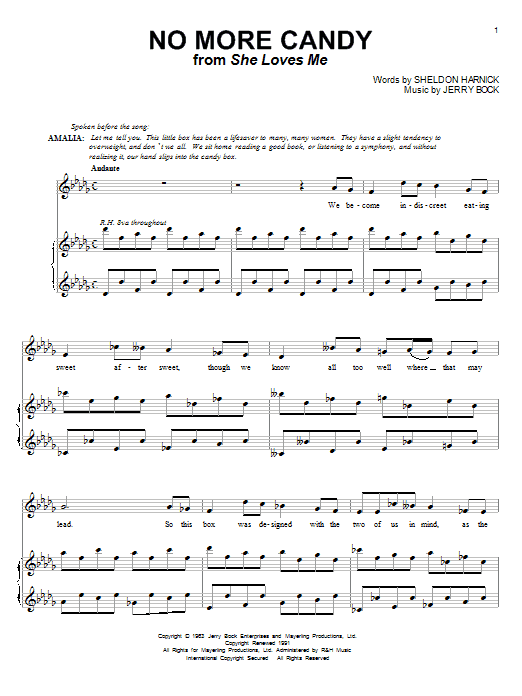 Download Bock & Harnick No More Candy Sheet Music and learn how to play Piano, Vocal & Guitar (Right-Hand Melody) PDF digital score in minutes