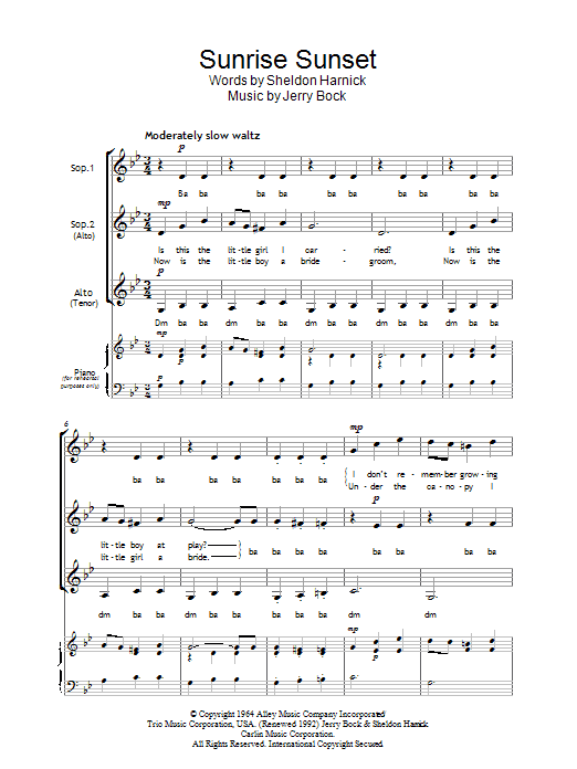 Download Bock & Harnick Sunrise, Sunset (from Fiddler On The Roof) Sheet Music and learn how to play Easy Guitar Tab PDF digital score in minutes