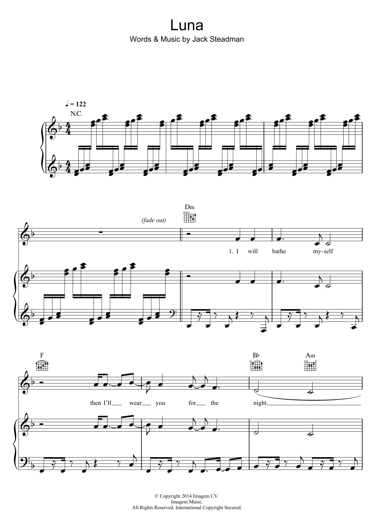 Download Bombay Bicycle Club Luna Sheet Music and learn how to play Piano, Vocal & Guitar (Right-Hand Melody) PDF digital score in minutes