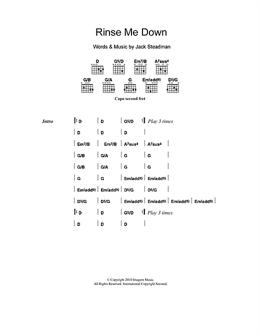 Download Bombay Bicycle Club Rinse Me Down Sheet Music and learn how to play Lyrics & Chords PDF digital score in minutes