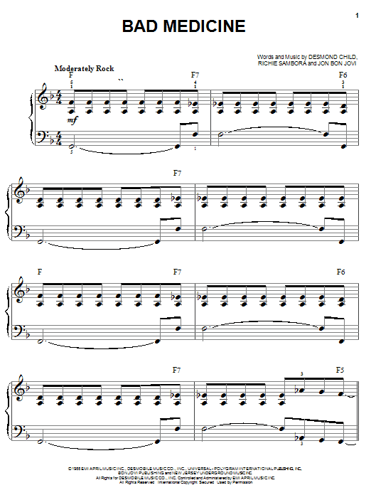 Download Bon Jovi Bad Medicine Sheet Music and learn how to play Drums Transcription PDF digital score in minutes
