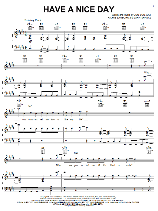 Download Bon Jovi Have A Nice Day Sheet Music and learn how to play Guitar Tab PDF digital score in minutes