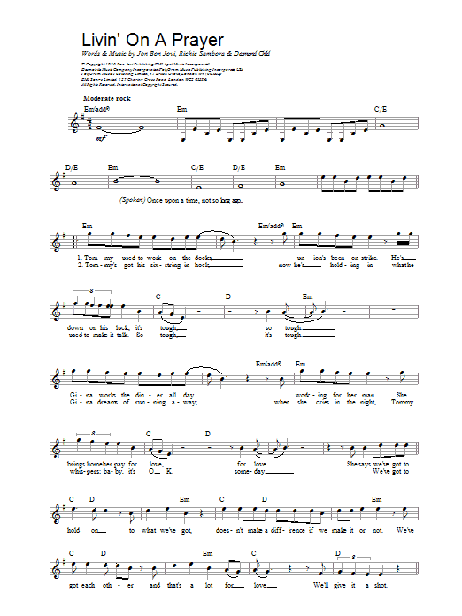 Download Bon Jovi Livin' On A Prayer Sheet Music and learn how to play Ukulele PDF digital score in minutes