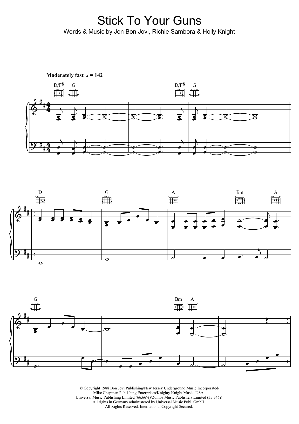 Download Bon Jovi Stick To Your Guns Sheet Music and learn how to play Piano, Vocal & Guitar (Right-Hand Melody) PDF digital score in minutes