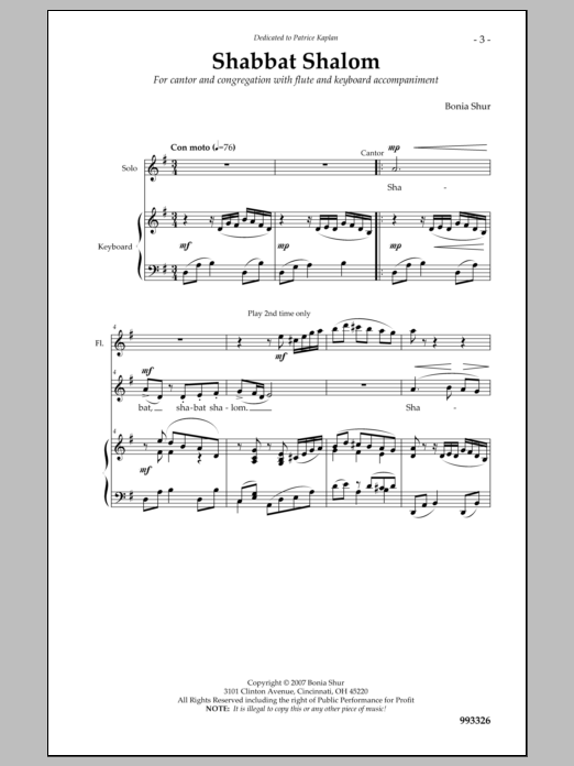 Download Bonia Shur Shabbat Shalom Um'vorach Sheet Music and learn how to play Choir PDF digital score in minutes