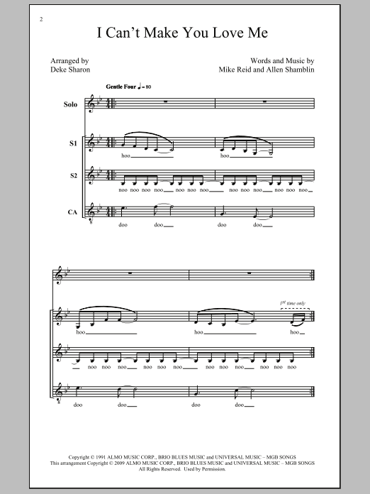 Download Bonnie Raitt I Can't Make You Love Me (arr. Deke Sharon) Sheet Music and learn how to play SSA PDF digital score in minutes