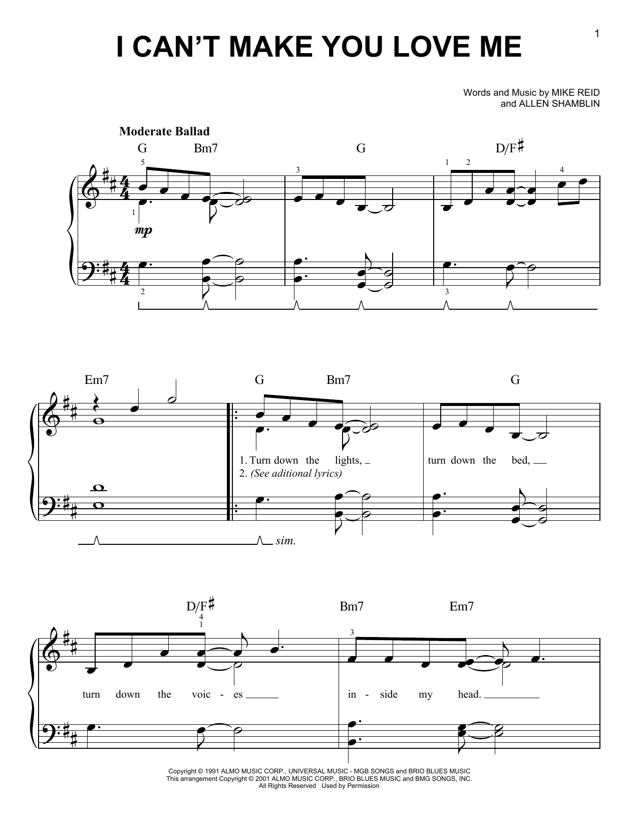 Download Bonnie Raitt I Can't Make You Love Me (arr. Phillip Keveren) Sheet Music and learn how to play Easy Piano PDF digital score in minutes