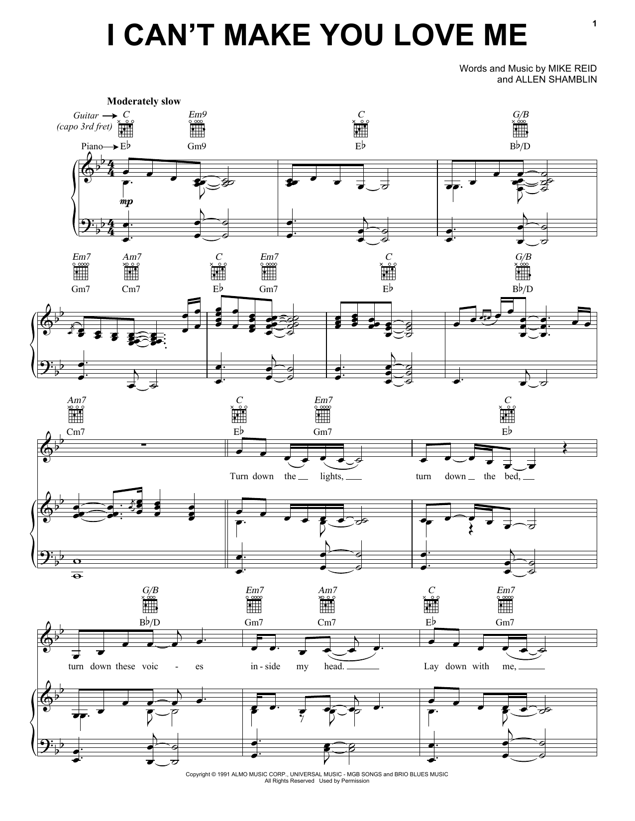 Download Bonnie Raitt I Can't Make You Love Me Sheet Music and learn how to play Melody Line, Lyrics & Chords PDF digital score in minutes