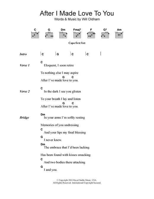 Download Bonnie ‘Prince’ Billy After I Made Love To You Sheet Music and learn how to play Lyrics & Chords PDF digital score in minutes