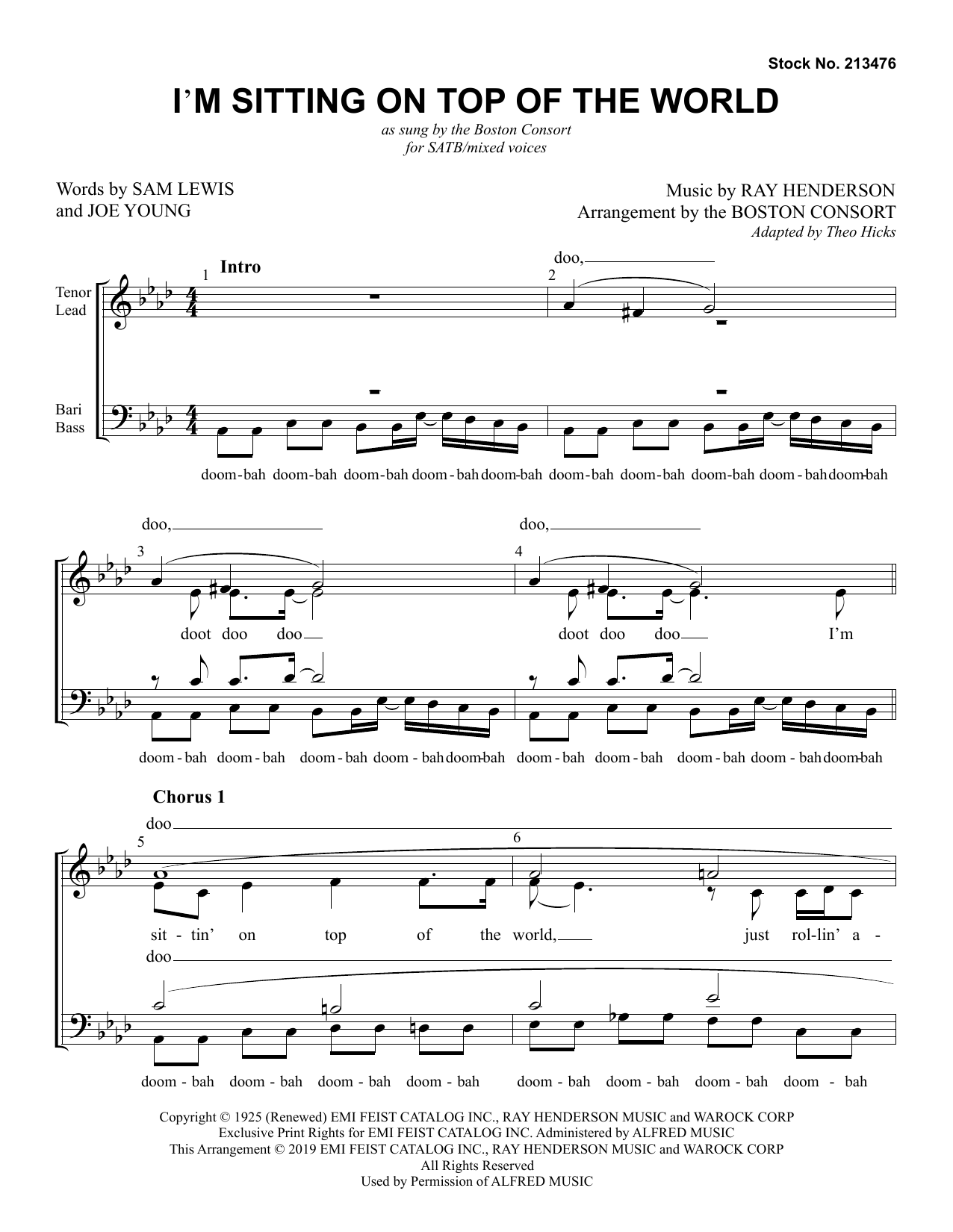 Download Boston Consort I'm Sitting On Top Of The World (arr. Boston Consort) Sheet Music and learn how to play SSAA Choir PDF digital score in minutes