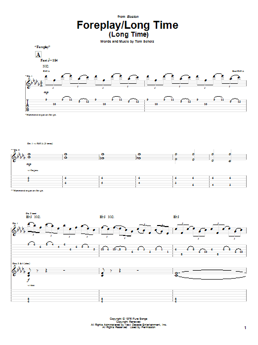 Download Boston Foreplay/Long Time (Long Time) Sheet Music and learn how to play Keyboard Transcription PDF digital score in minutes