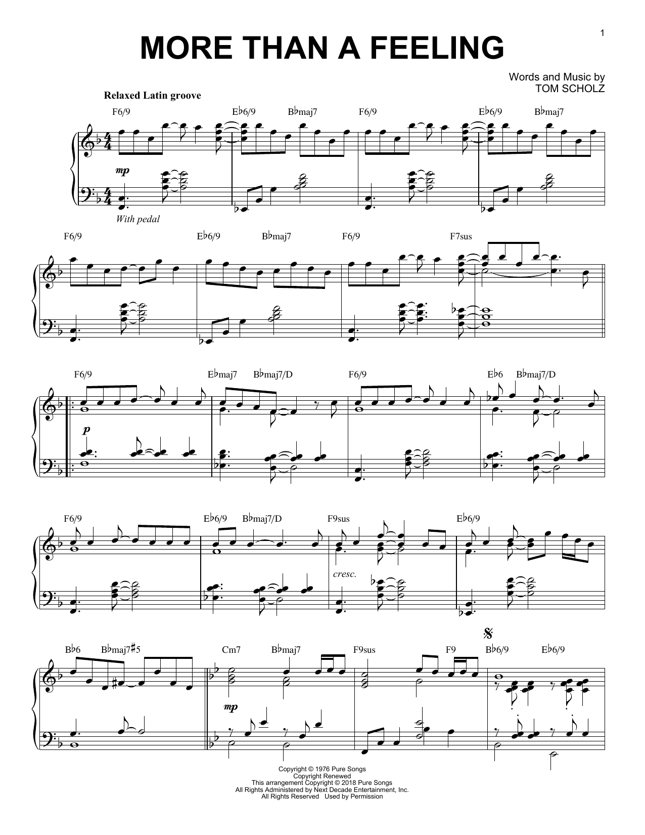 Download Boston More Than A Feeling [Jazz version] Sheet Music and learn how to play Piano Solo PDF digital score in minutes