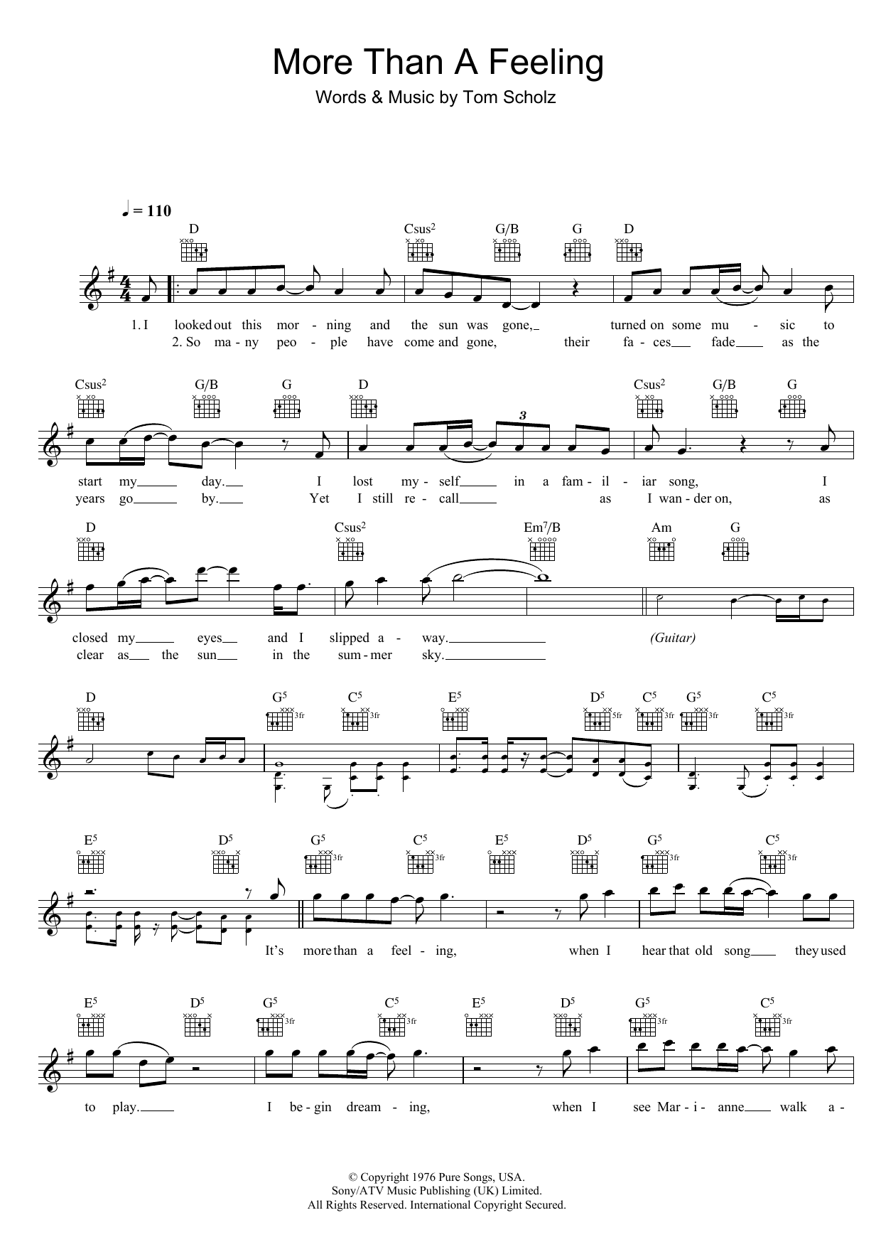 Download Boston More Than A Feeling Sheet Music and learn how to play Bass Guitar Tab PDF digital score in minutes