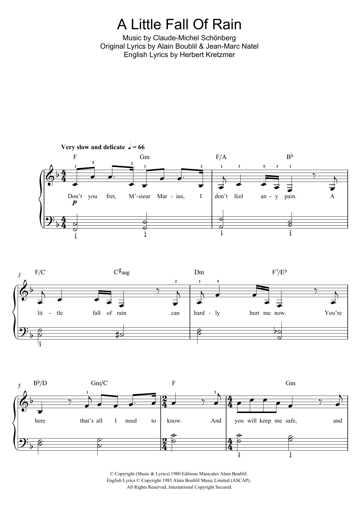 Download Boublil and Schonberg A Little Fall Of Rain (from Les Miserables) Sheet Music and learn how to play Trumpet and Piano PDF digital score in minutes