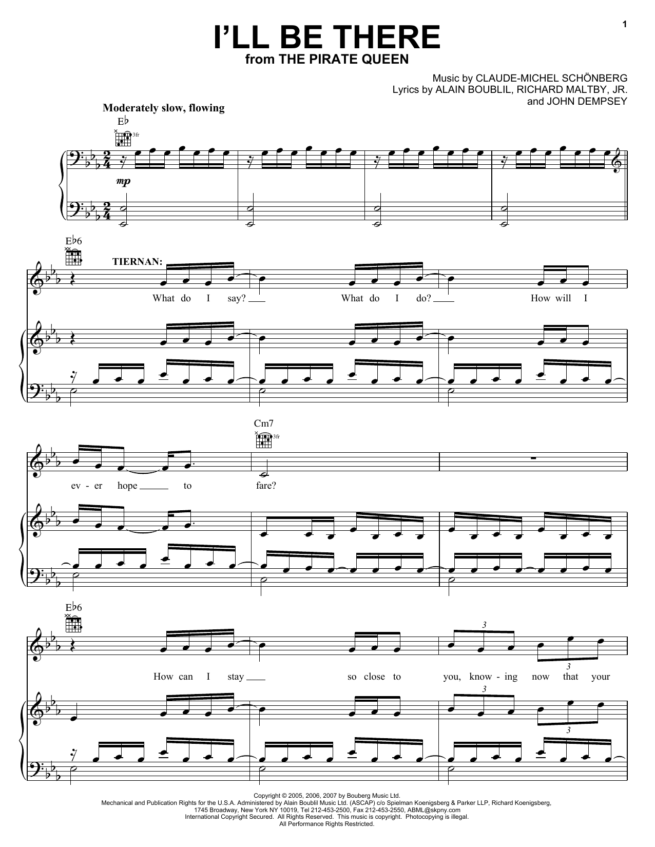 Download Boublil and Schonberg I'll Be There Sheet Music and learn how to play Piano, Vocal & Guitar (Right-Hand Melody) PDF digital score in minutes