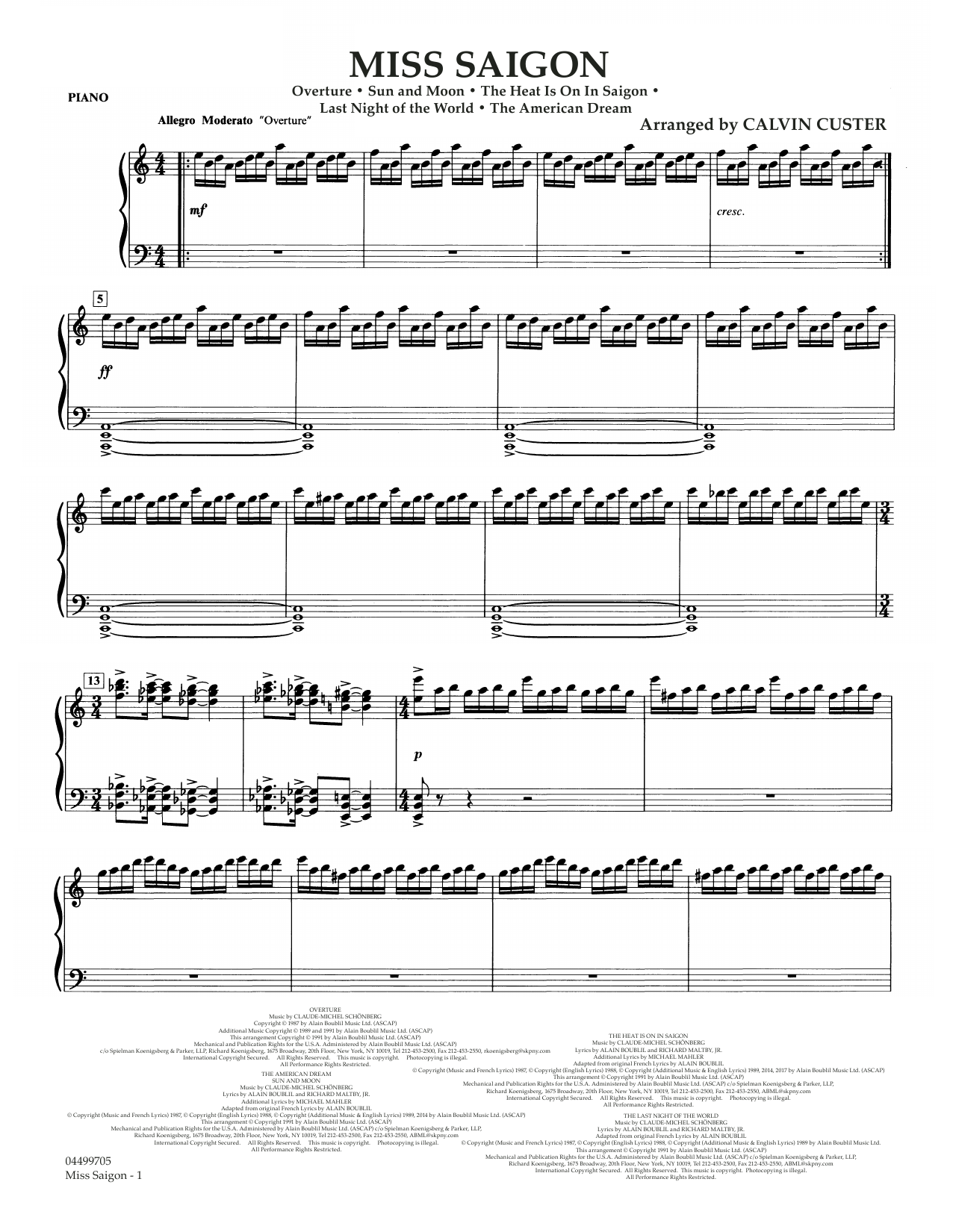 Download Boublil and Schonberg Miss Saigon (arr. Calvin Custer) - Piano Sheet Music and learn how to play Full Orchestra PDF digital score in minutes