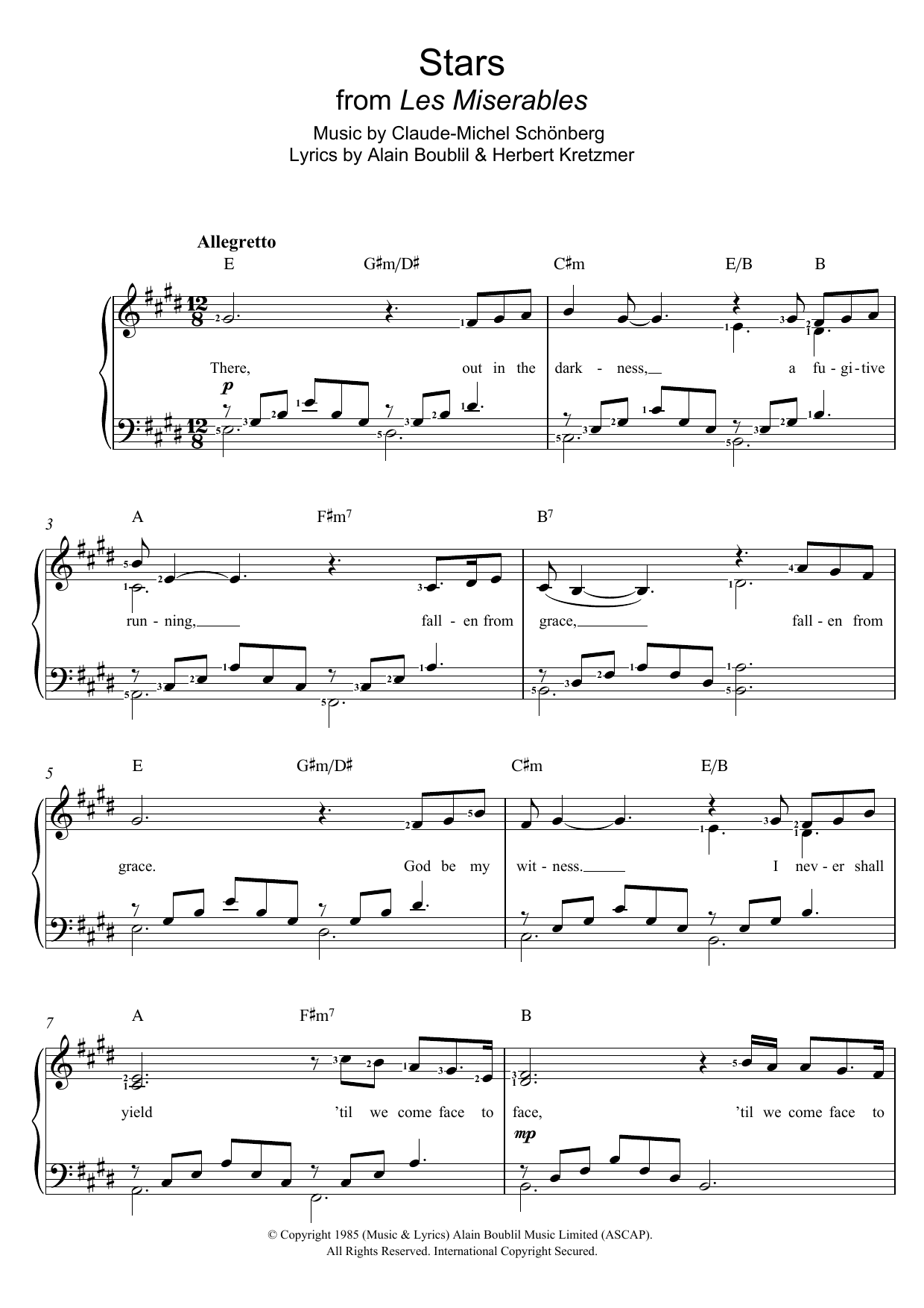 Download Boublil and Schonberg Stars (from Les Miserables) Sheet Music and learn how to play Piano & Vocal PDF digital score in minutes