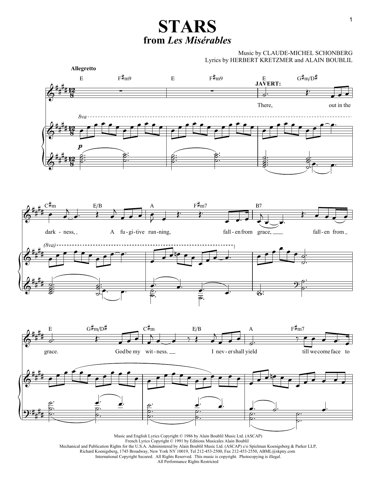 Download Boublil and Schonberg Stars (from Les Miserables) Sheet Music and learn how to play Trumpet and Piano PDF digital score in minutes