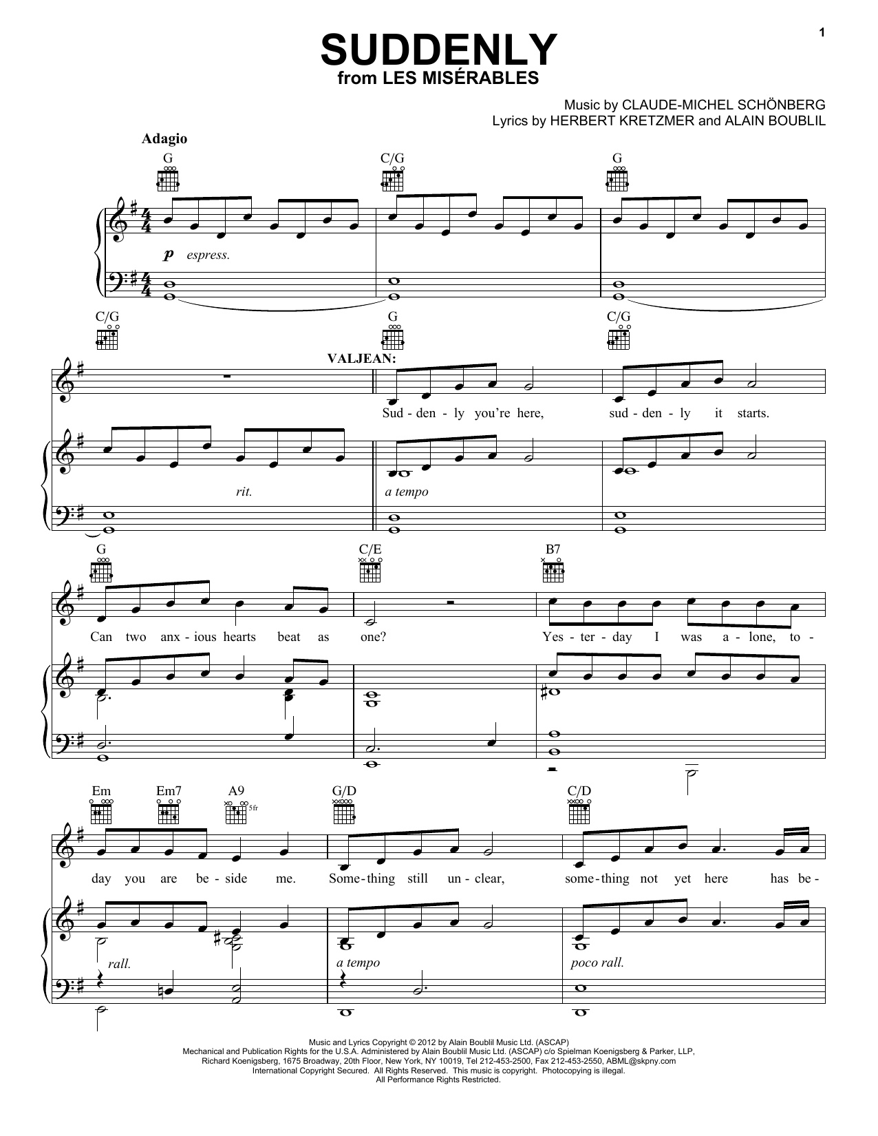 Download Boublil and Schonberg Suddenly (from Les Miserables) Sheet Music and learn how to play Violin Duet PDF digital score in minutes