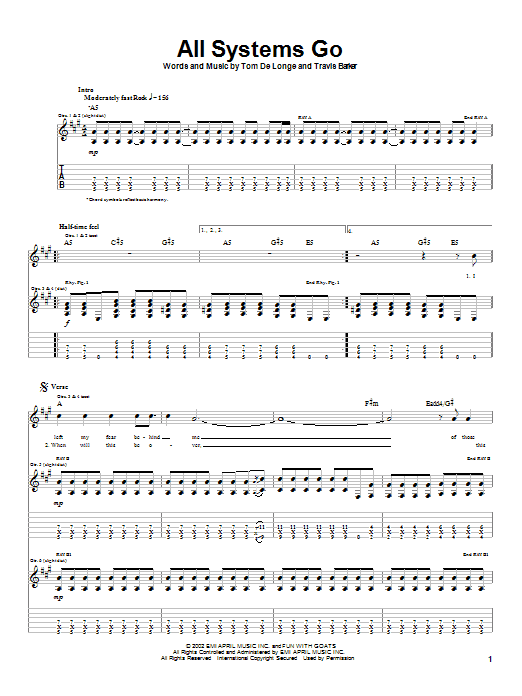 Download Box Car Racer All Systems Go Sheet Music and learn how to play Guitar Tab PDF digital score in minutes