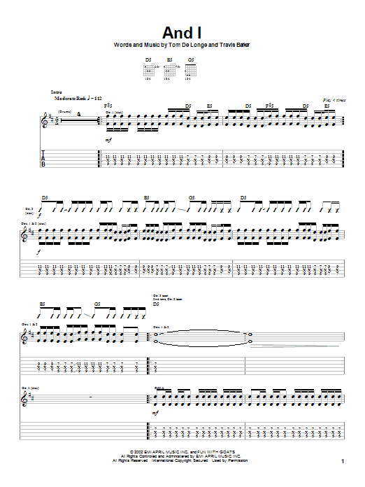 Download Box Car Racer And I Sheet Music and learn how to play Guitar Tab PDF digital score in minutes