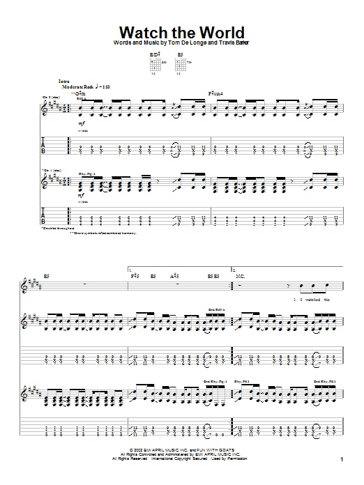 Download Box Car Racer Watch The World Sheet Music and learn how to play Guitar Tab PDF digital score in minutes