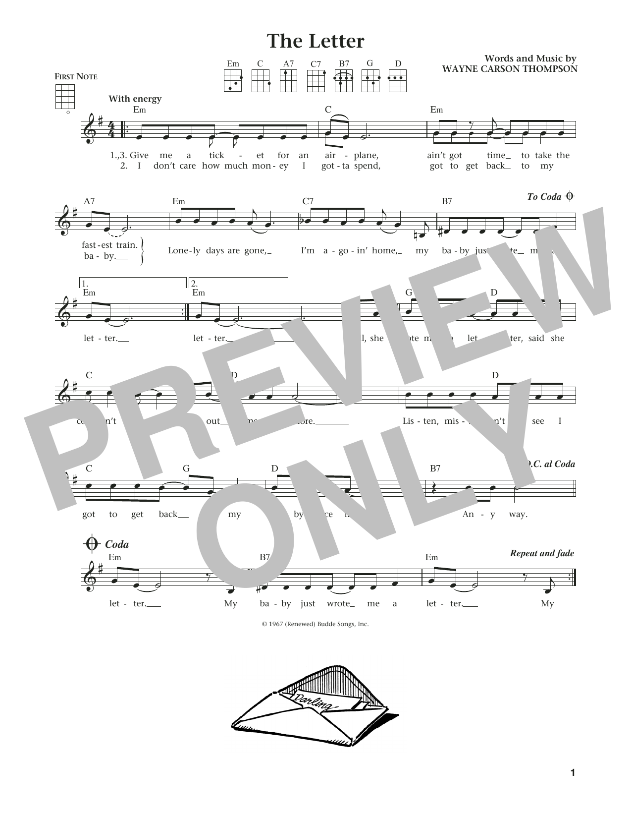 Download Box Tops The Letter Sheet Music and learn how to play Ukulele PDF digital score in minutes